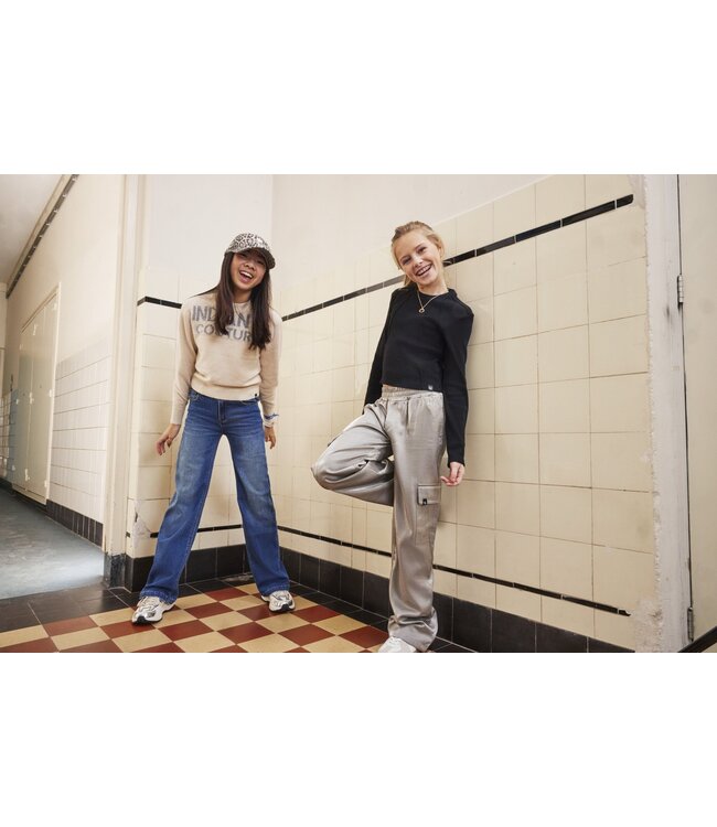 Indian Blue Jeans Winter cargo broek meisjes - grijs - wide leg/shiny