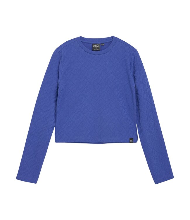 Indian Blue Jeans Winter t-shirt meisjes - blauw - longsleeve/logo/Jacquard