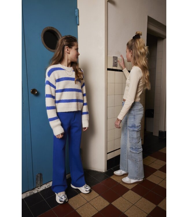 Indian Blue Jeans Winter sweater meisjes - wit - fuzzy/strepen