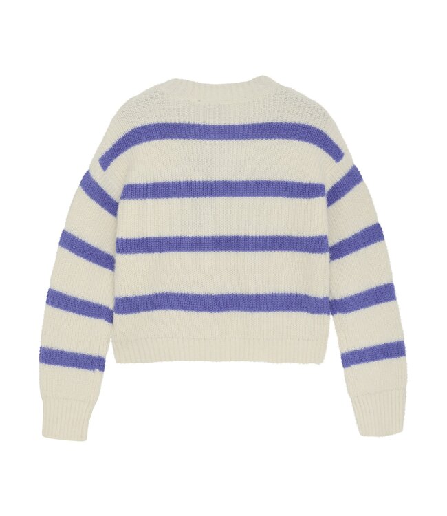 Indian Blue Jeans Winter sweater meisjes - wit - fuzzy/strepen