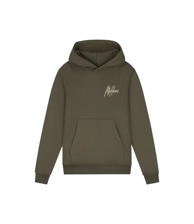 Malelions winter hoodie jongens - groen/beige - signature, gestreept