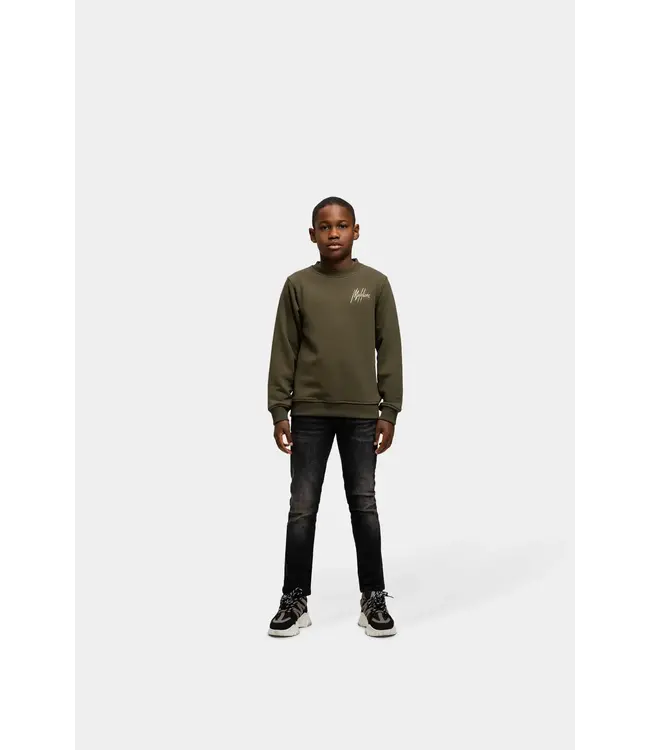 Malelions winter sweater jongens - groen/beige - signature, gestreept