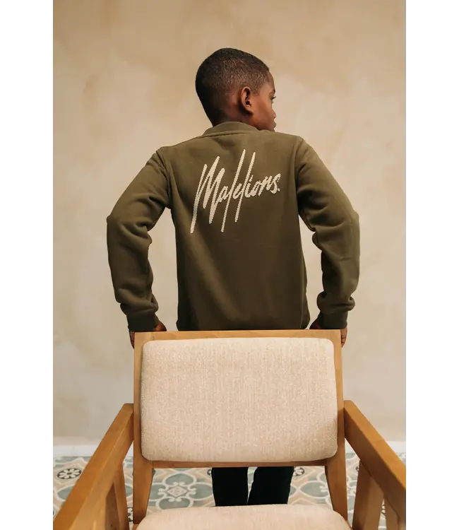 Malelions winter sweater jongens - groen/beige - signature, gestreept