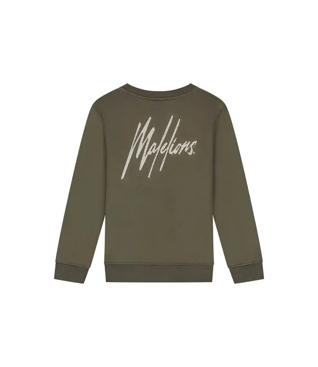 Malelions winter sweater jongens - groen/beige - signature, gestreept