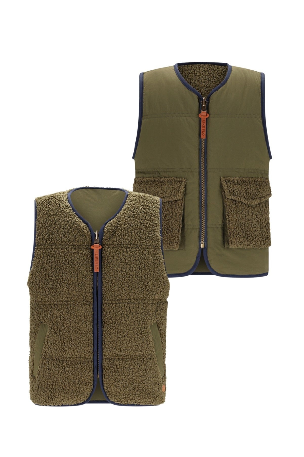 Like Flo winter gilet jongens - groen - Daly - omkeerbaar afbeelding