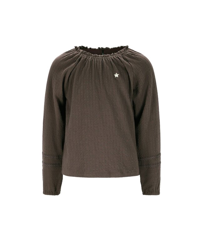 Like Flo winter jersey blouse meisjes - bruin - Eli - jacquard