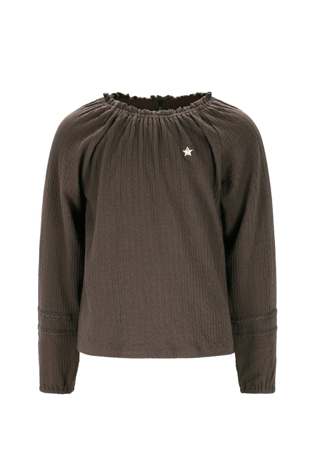 Like Flo winter jersey blouse meisjes - bruin - Eli - jacquard afbeelding