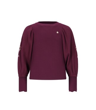 Like Flo winter top meisjes - rood - Eloise - rib - ballonmouwen