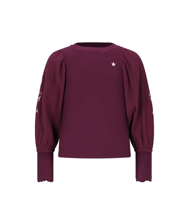 Like Flo winter top meisjes - rood - Eloise - rib - ballonmouwen