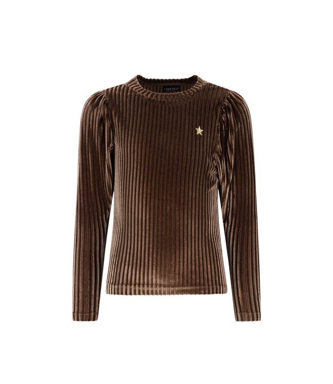 Like Flo winter velvet top meisjes - bruin - Esmay
