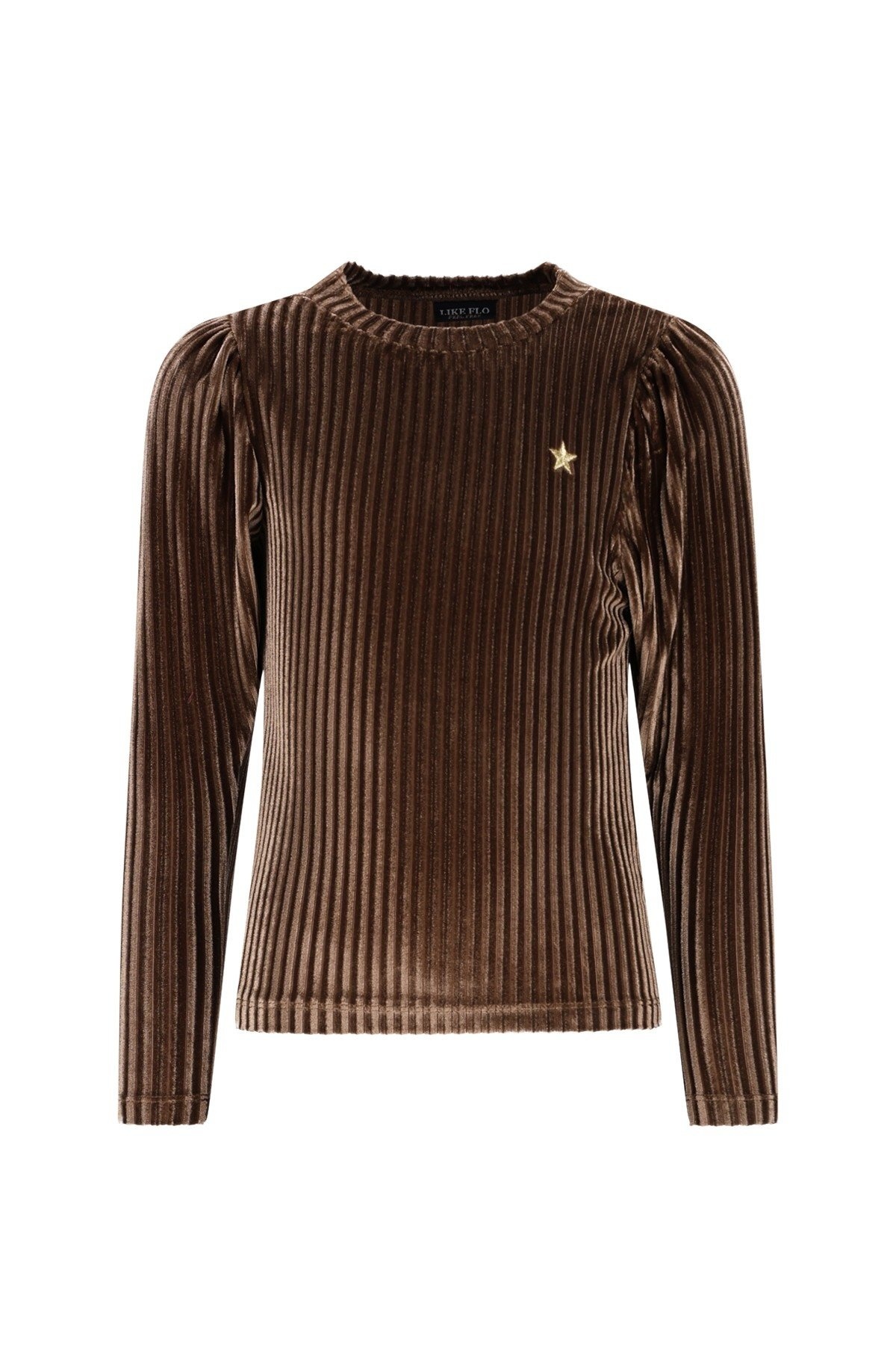 Like Flo winter velvet top meisjes - bruin - Esmay afbeelding