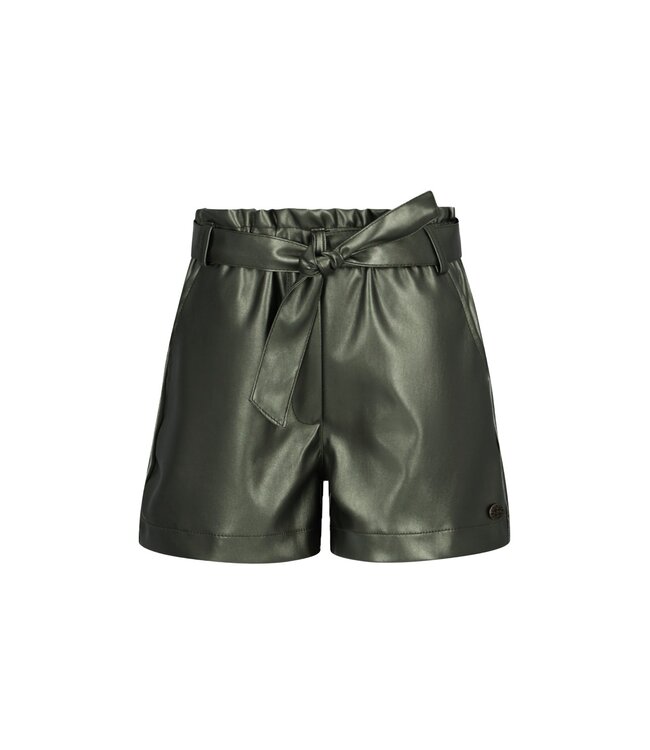 Like Flo winter nep leren short meisjes - groen - Fay-Linn - schelpenriem