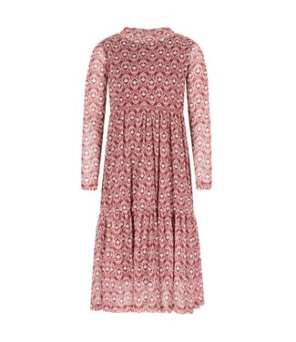 Like Flo winter mesh midi jurk meisjes - roze - Mae - AOP
