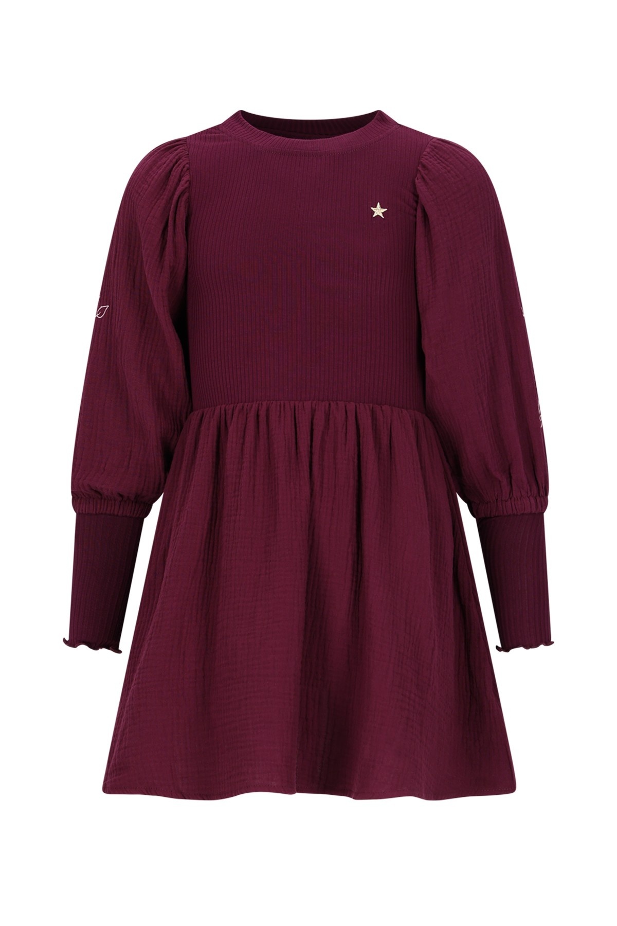 Like Flo winter jurk meisjes - rood - Maya - geweven - ballonmouwen - rib afbeelding