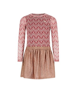 Like Flo winter jurk meisjes - roze - Mira - mesh top + metallic rok
