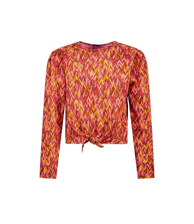 B.Nosy winter top meisjes - roze/bruin - Tori - met knoop