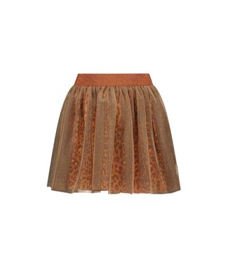 B.Nosy winter mesh rok meisjes - bruin - Rory - luipaard, laagjes met print