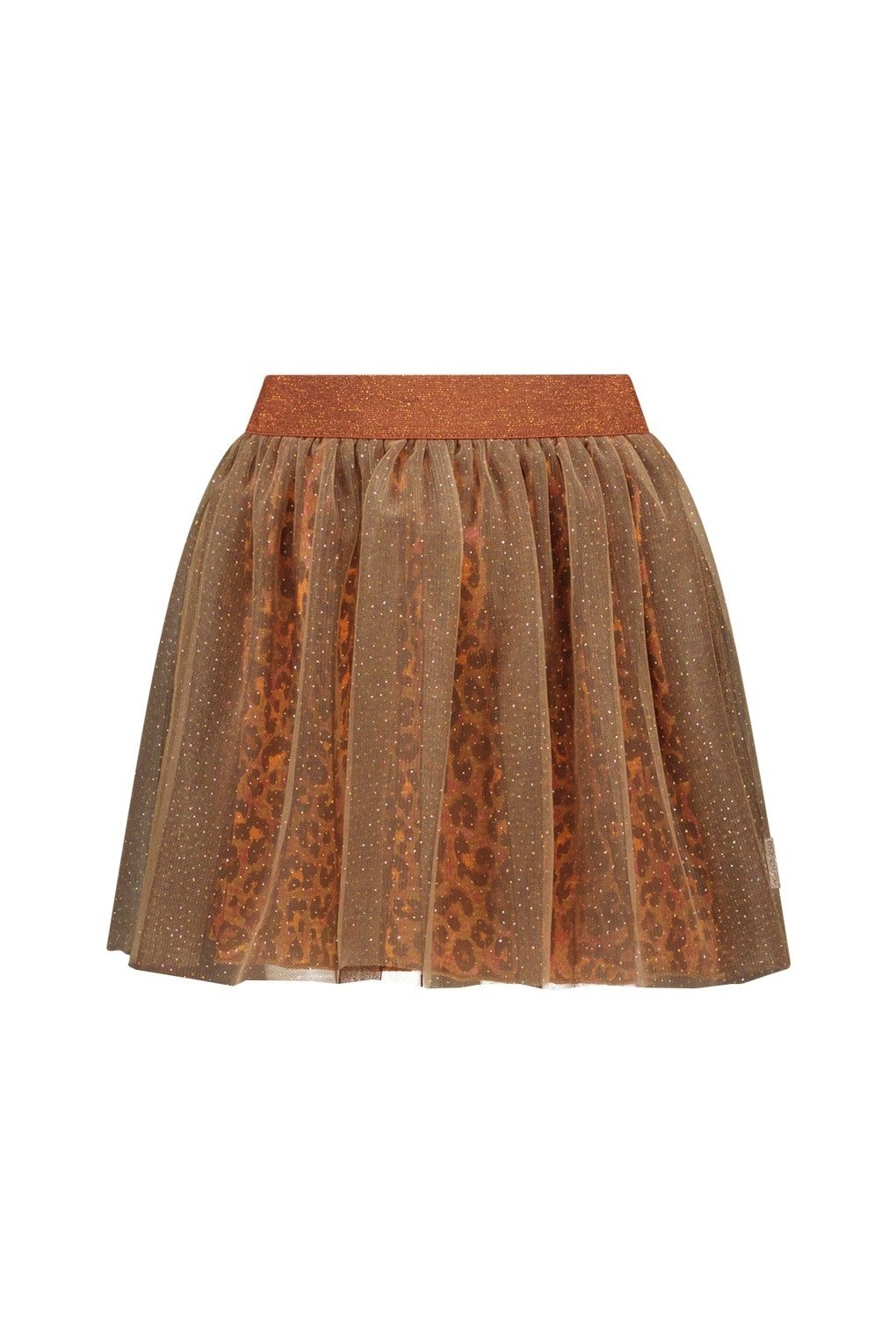 B.Nosy winter mesh rok meisjes - bruin - Rory - luipaard, laagjes met print afbeelding