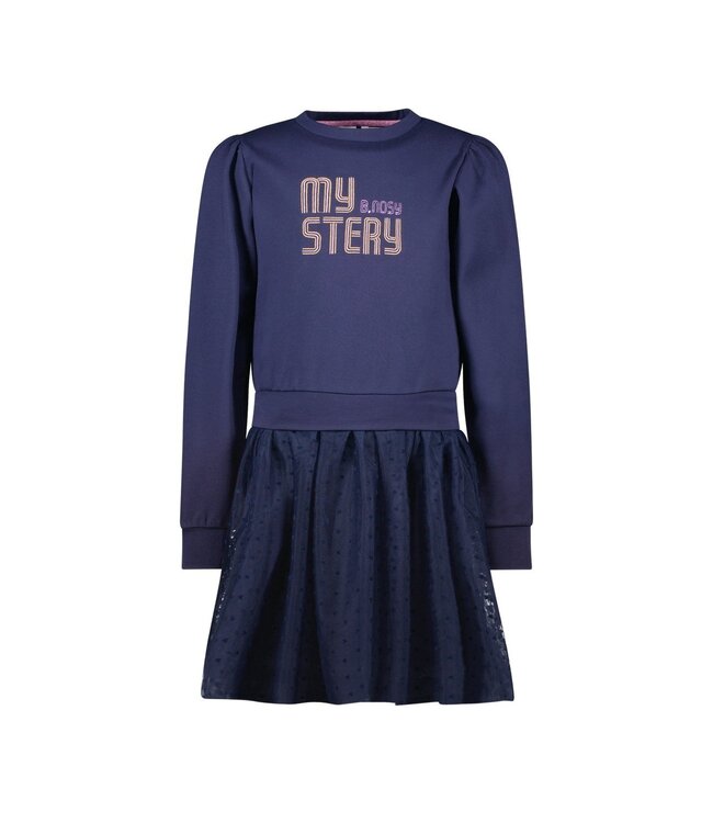 B.Nosy winter sweat jurk meisjes - navy blauw - Dasha - mesh rok