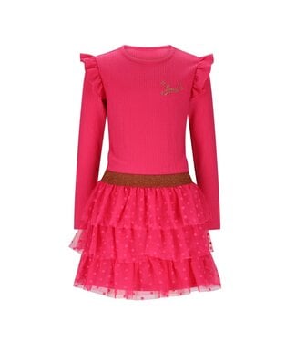 B.Nosy winter jurk meisjes - roze - Dora - laagjes mesh rok