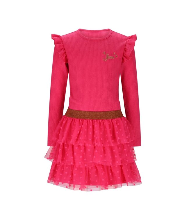 B.Nosy winter jurk meisjes - roze - Dora - laagjes mesh rok