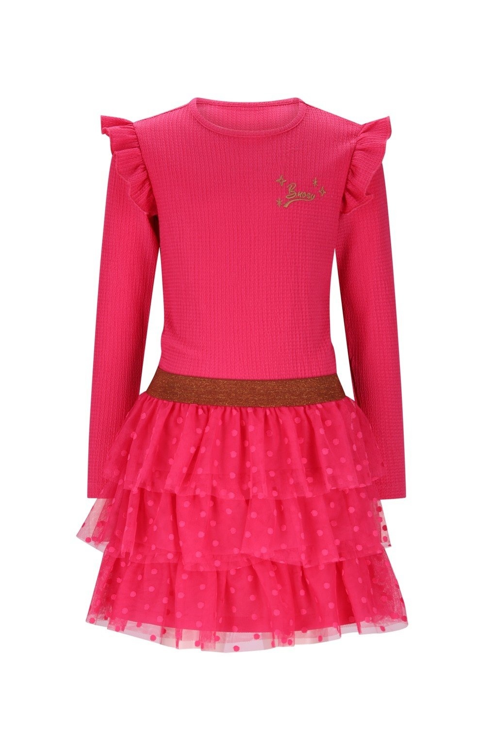 B.Nosy winter jurk meisjes - roze - Dora - laagjes mesh rok afbeelding