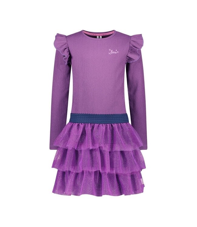 B.Nosy winter jurk meisjes - paars - Dora - laagjes mesh rok