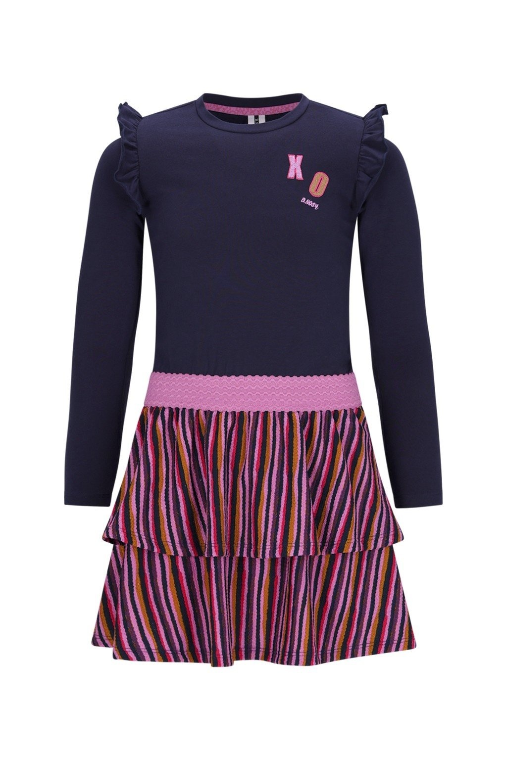 B.Nosy winter jurk meisjes - navy blauw - Daphne - 2 laagjes met print rok afbeelding