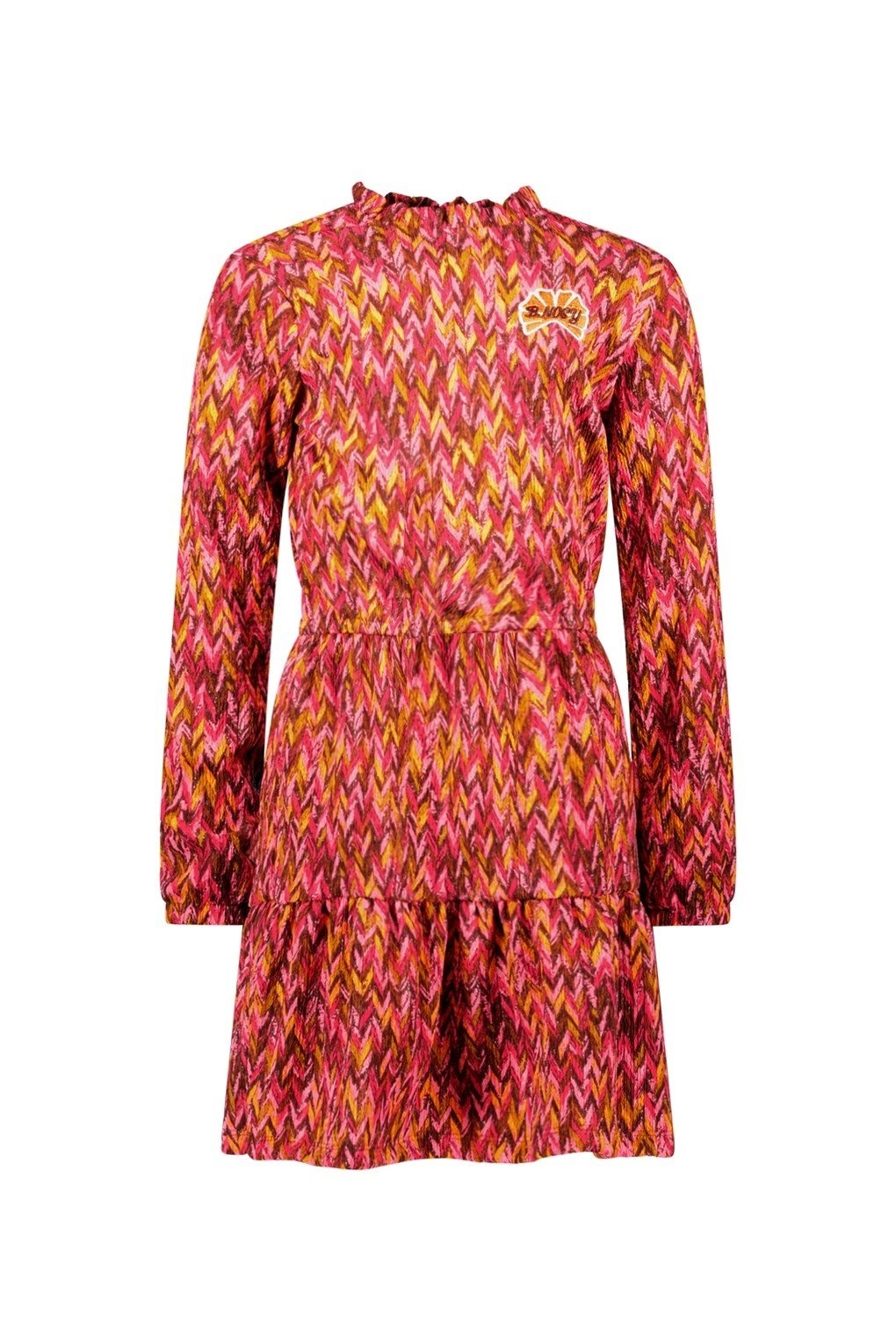 B.Nosy winter jurk meisjes - roze/bruin - Dalia - print afbeelding