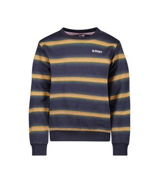B.Nosy winter sweater jongens - blauw/oranje - Scott - print