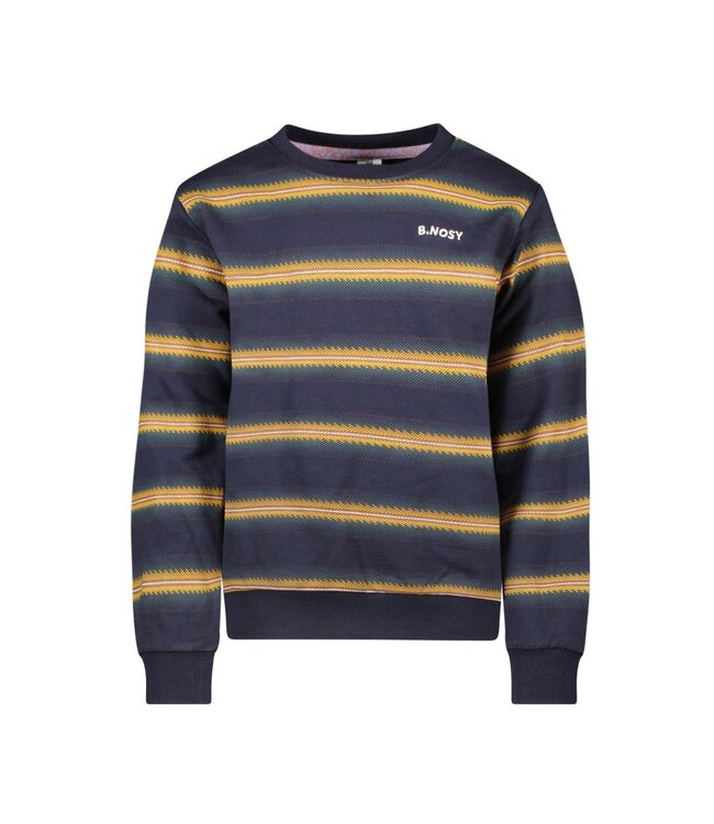B.Nosy winter sweater jongens - blauw/oranje - Scott - print