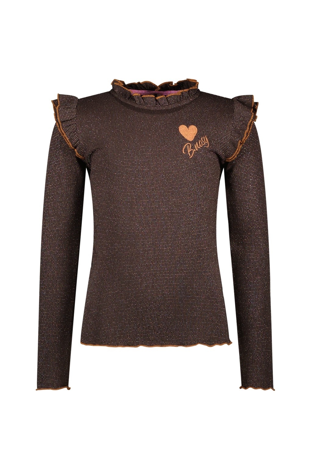 B.Nosy winter top meisjes - bruin - Tonya - ruffles afbeelding