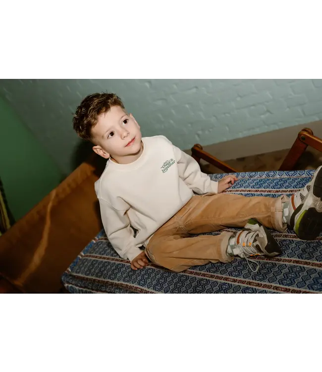 Daily7 winter sweater jongens - zand - oversized/backprint