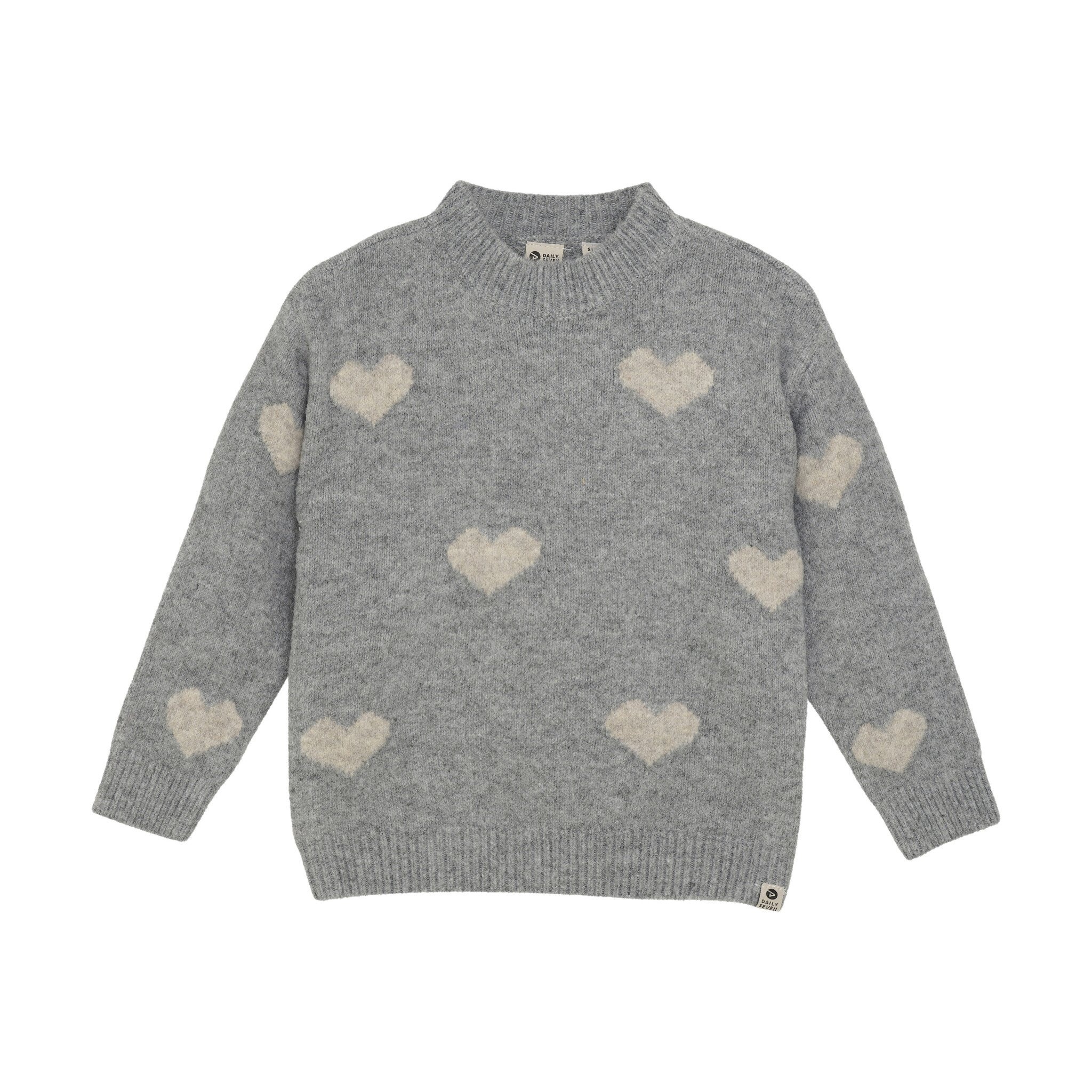 Daily7 winter sweater meisjes - grijs - hart/gebreid afbeelding