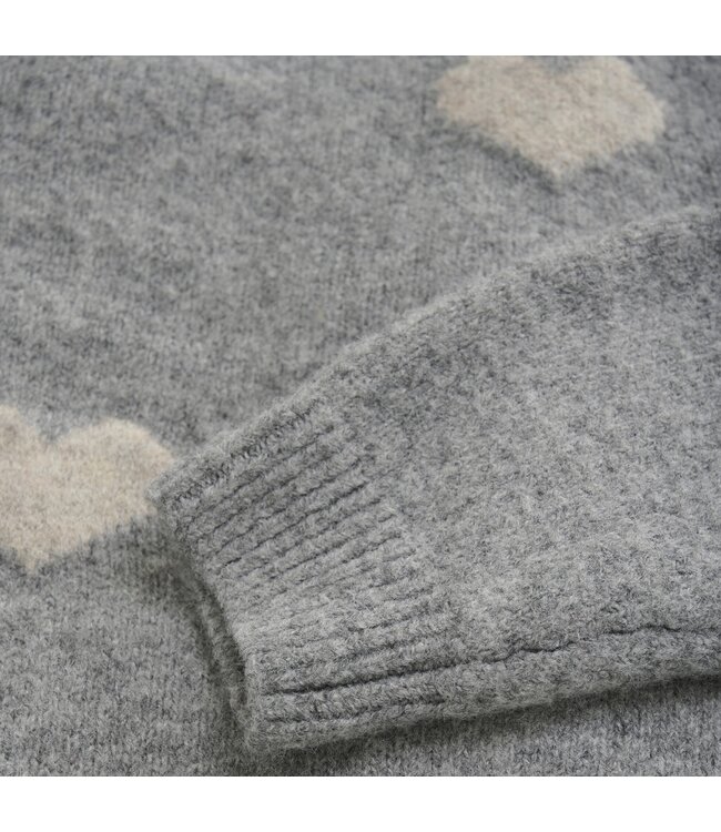 Daily7 winter sweater meisjes - grijs - hart/gebreid