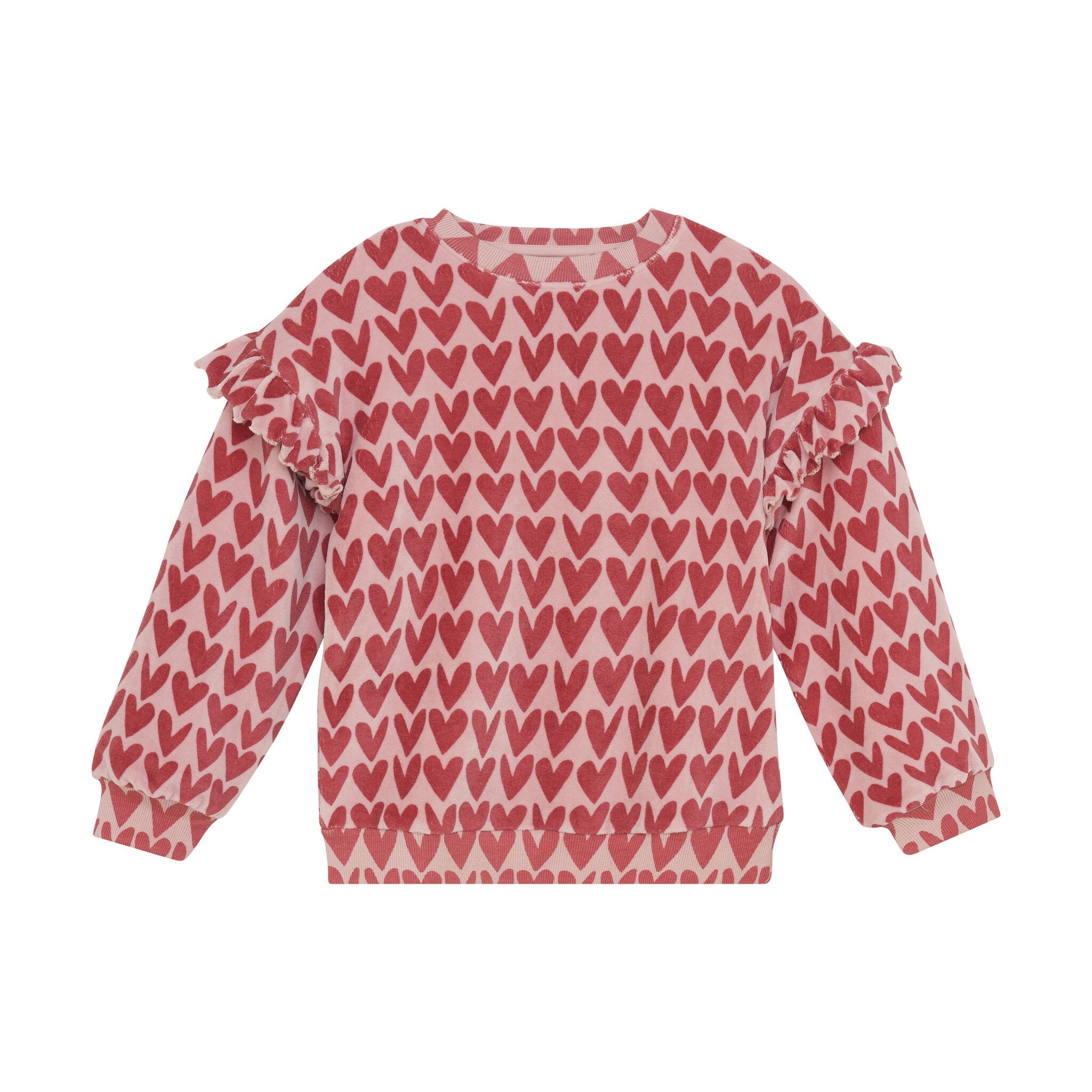 Daily7 winter sweater meisjes - roze - hart print afbeelding