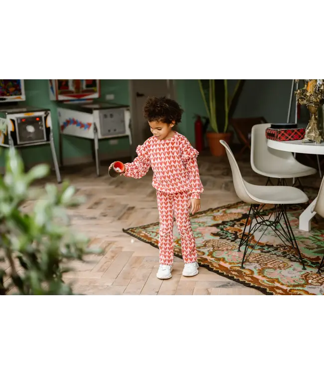 Daily7 winter flare broek meisjes - roze - hart