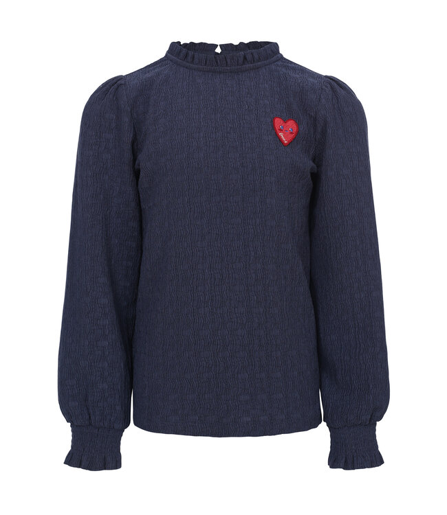 LOOXS Little winter crinckle top meisjes - donker blauw - ruffle