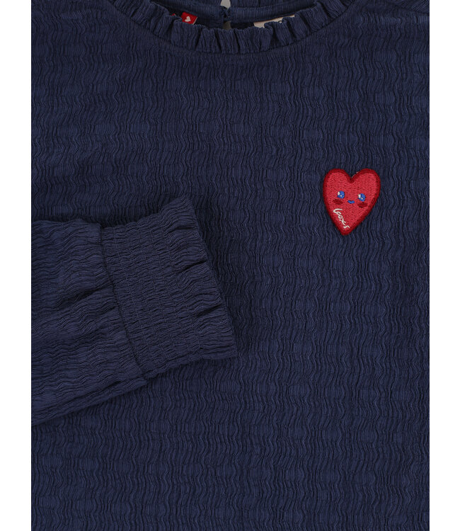 LOOXS Little winter crinckle top meisjes - donker blauw - ruffle