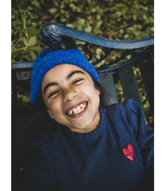 LOOXS Little winter crinckle top meisjes - donker blauw - ruffle