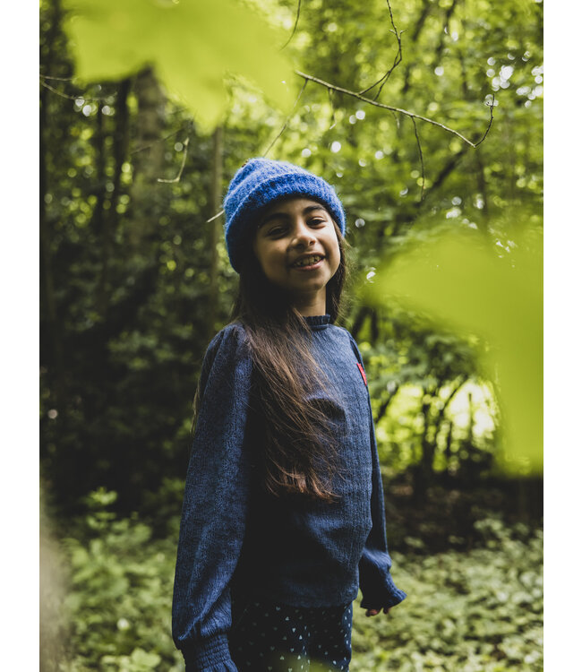 LOOXS Little winter crinckle top meisjes - donker blauw - ruffle