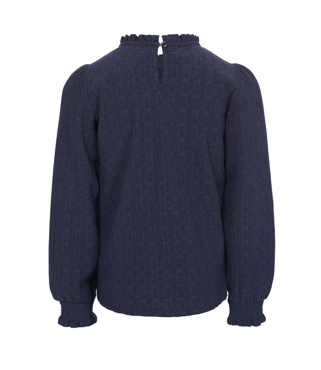 LOOXS Little winter crinckle top meisjes - donker blauw - ruffle