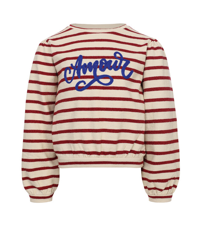 LOOXS Little winter sweater meisjes - rood - gestreept/lurex