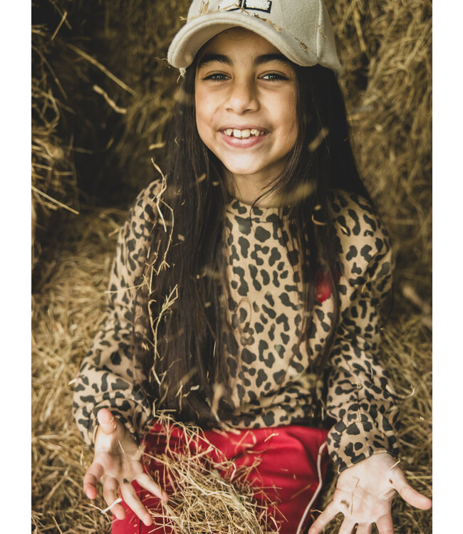 LOOXS Little winter sweater meisjes - bruin - luipaard