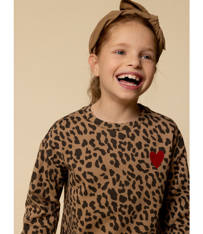 LOOXS Little winter sweater meisjes - bruin - luipaard