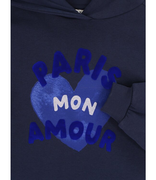 LOOXS Little winter sweater meisjes - donker blauw - ruffle/met capuchon