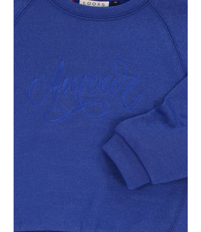 LOOXS Little winter sweater meisjes - blauw - lurex