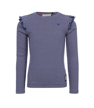 LOOXS Little winter t-shirt meisjes - blauw - geruit/gestreept/longsleeve