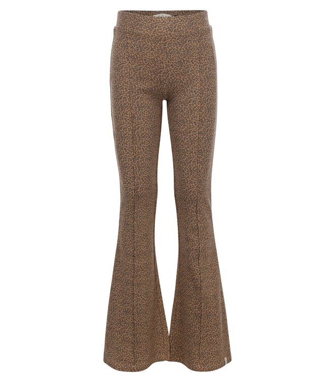 LOOXS Little winter flare broek meisjes - bruin - mini luipaard/rib