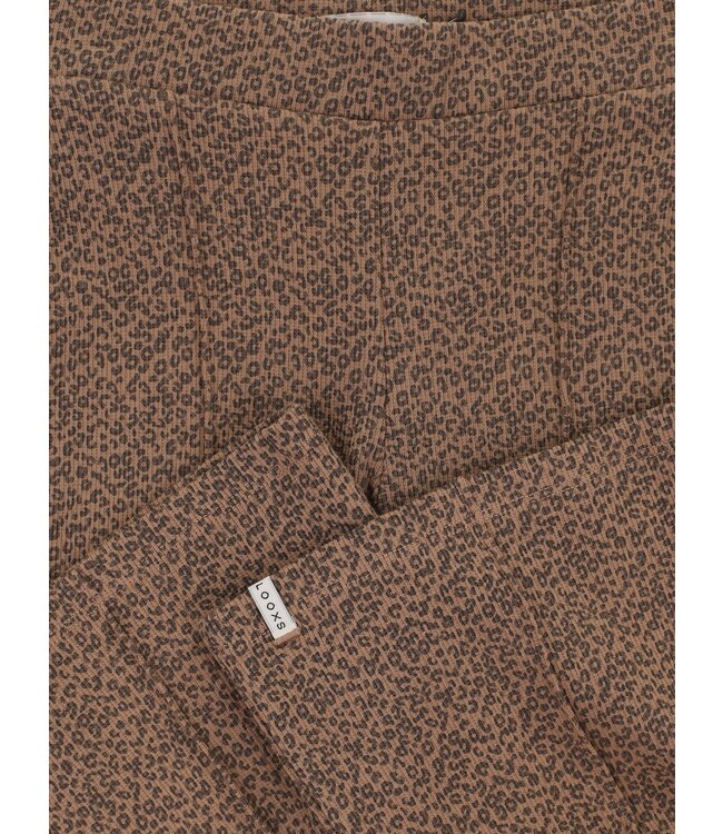 LOOXS Little winter flare broek meisjes - bruin - mini luipaard/rib